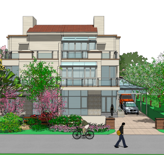 现代风格别墅草图大师模型下载，别墅SKP模型下载