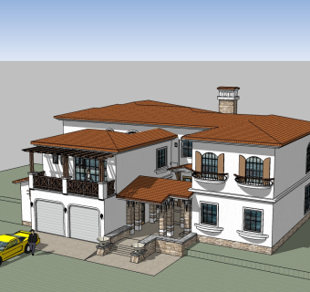 欧式别墅草图大师模型，别墅sketchup模型