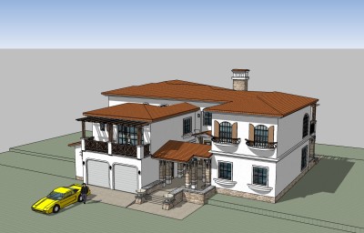 欧式别墅草图大师模型，别墅sketchup模型