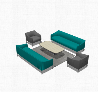 现代简约办公沙发su模型，办公沙发sketchup模型下载