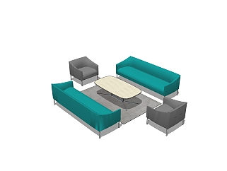 现代简约办公沙发su模型，办公沙发sketchup模型下载