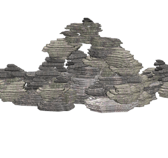 假山石雕塑su模型,摆件草图大师模型下载