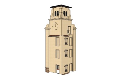 西班牙塔楼草图大师模型，塔楼sketchup模型skp文件下载