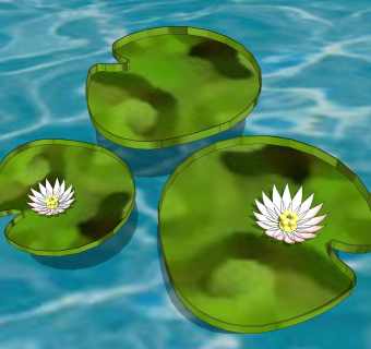 王莲绿植sketchup模型，现代花卉植物skp文件下载