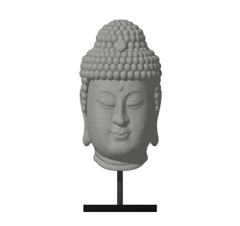 现代佛头雕塑su模型,摆件草图大师模型下载