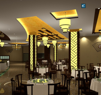 服务区中式餐厅装修图，中式餐厅CAD图纸下载