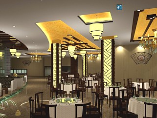服务区中式餐厅装修图，中式餐厅CAD图纸下载