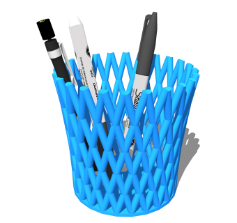 现代蓝色笔架skb文件，办公用品sketchup模型下载