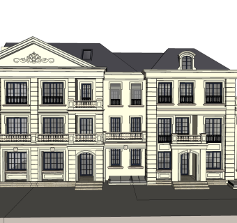 欧式别墅外观草图大师模型，SU模型免费下载