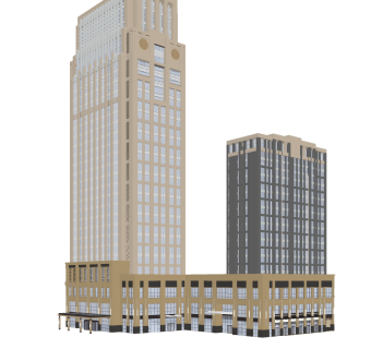 现代新古典高层办公楼草图大师模型，新古典高层办公楼sketchup模型免费下载