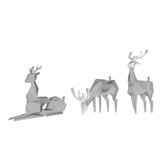 现代麋鹿雕塑小品草图大师模型，麋鹿雕塑小品sketchup模型免费下载