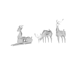 现代麋鹿雕塑小品草图大师模型，麋鹿雕塑小品sketchup模型免费下载