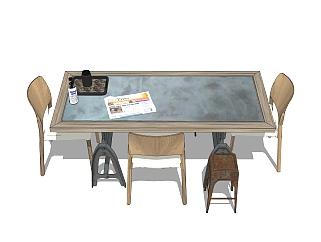 工业风餐桌椅草图大师模型，餐桌椅skb文件下载