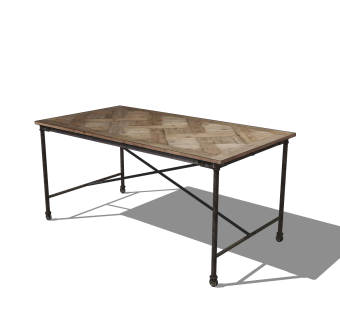 现代实木餐桌su模型，简易桌子长餐桌草图大师模型下载