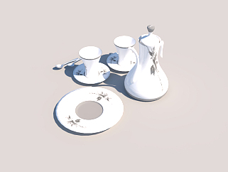 现代茶具茶壶茶杯草图大师模型，茶具茶壶茶杯sketchup模型下载