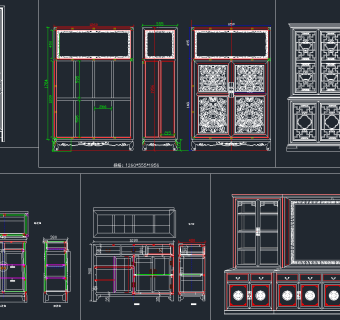 原创中式柜CAD图，中式柜dwg文件下载