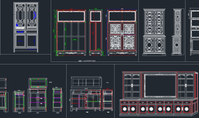 原创中式柜CAD图，中式柜dwg文件下载