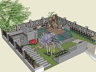庭院<em>设计su模型</em>下载、庭院设计草图大师模型下载