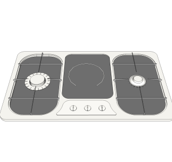 现代煤气灶草图大师模型，厨具sketchup模型下载