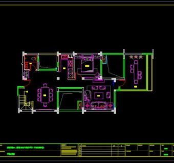 祥细客厅卧室家装户型图三居CAD，免费下载