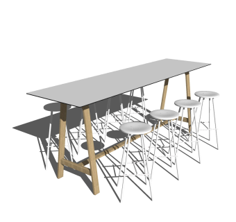 现代餐桌椅免费su模型，餐桌椅skp模型下载
