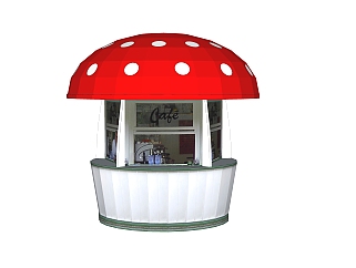 现代蘑菇形售货亭草图大师模型，售货亭su模型下载