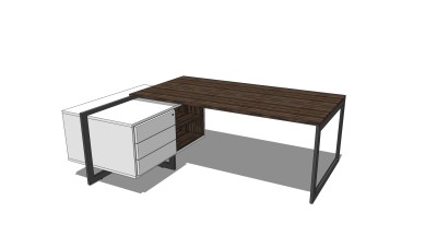 现代班台桌草图大师模型，班台桌sketchup模型下载