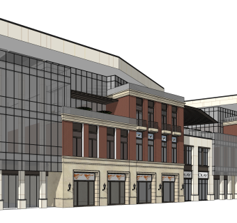 现代办公楼外观草图大师模型，办公楼外观sketchup模型免费下载