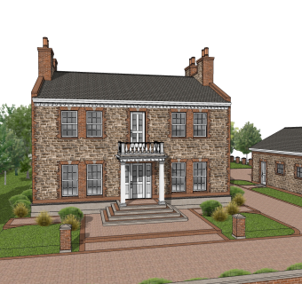 欧式别墅外观草图大师模型，SU模型免费下载