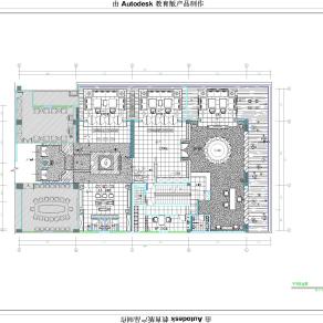 中式禅意风格铭豪茶式CAD施工图及效果图和cad图集下载