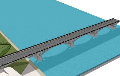 现代大桥草图大师模型，大桥sketchup模型下载