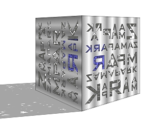 立方体字母雕塑su模型,摆件草图大师模型下载
