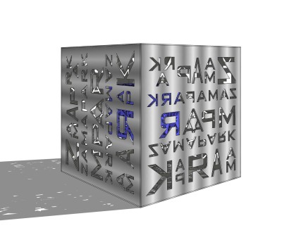 立方体字母雕塑su模型,摆件草图大师模型下载