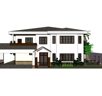 欧式别墅SU模型，别墅SKP模型下载