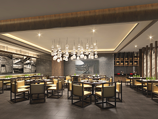 新中式经典客家餐厅菜馆CAD图纸，餐厅cad设计图纸下载