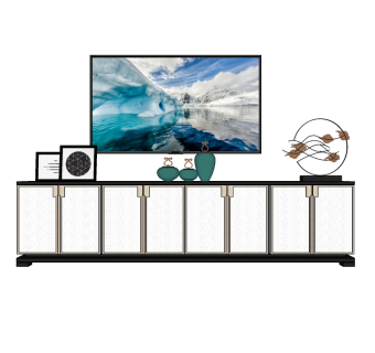  新中式电视柜草图大师模型，电视柜sketchup模型下载