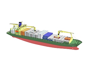 现代的大型货船sketchup模型，货船skb文件下载