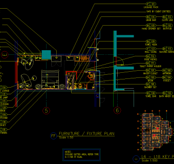 万豪酒店客房设计图，酒店客房CAD建筑图纸下载