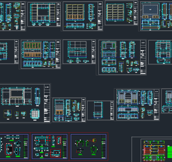 实木家具酒柜CAD图库，家具CAD图纸下载