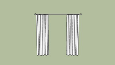 现代收缩式窗帘草图大师模型，窗帘sketchup模型下载