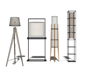 北欧落地灯组合su模型下载、落地灯组合草图大师模型下载
