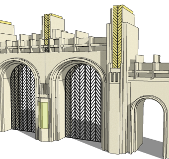 欧式入口大门sketchup模型下载，入口大门草图大师模型