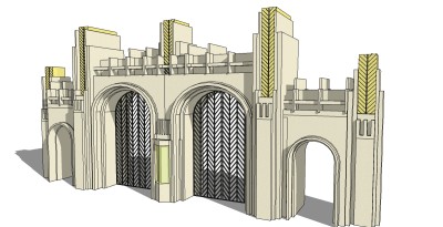 欧式入口大门sketchup模型下载，入口大门草图大师模型