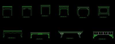 中式特色桌椅图块集CAD图纸