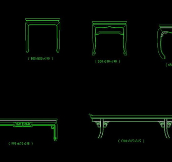 中式特色桌椅图块集CAD图纸