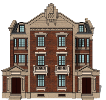 新中式别墅su模型下载、新中式别墅草图大师模型下载