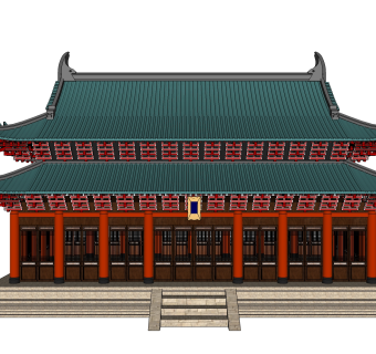 中式宫殿免费su模型下载、宫殿草图大师模型下载