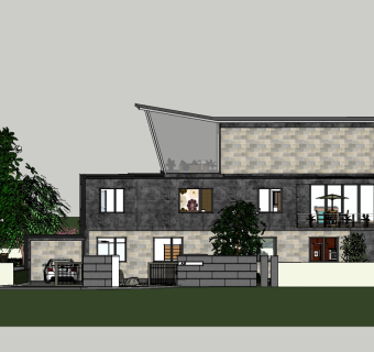 中式别墅景观室内庭院su模型，别墅景观sketchup模型下载