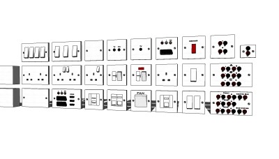 现代开关插座面板组合模型草图大师模型，开关插座面板组合sketchup模型下载
