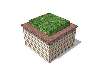现代<em>方形树池</em>SU模型下载，<em>树池坐凳</em>草图大师模型下载